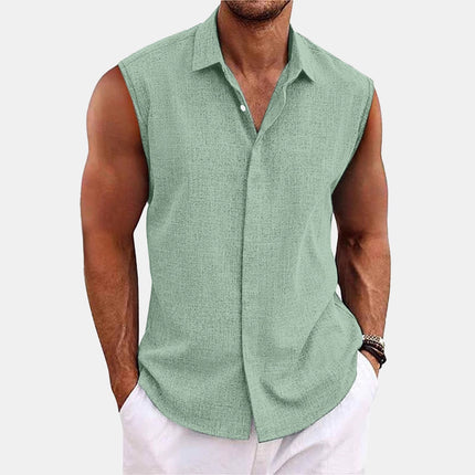 Lapel Beach Sleeveless Shirt
