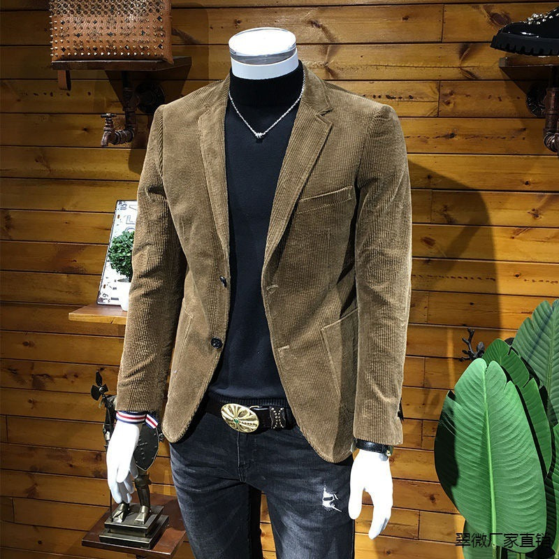 Corduroy Suit Men's Business Slim Fit Casual Small Suit