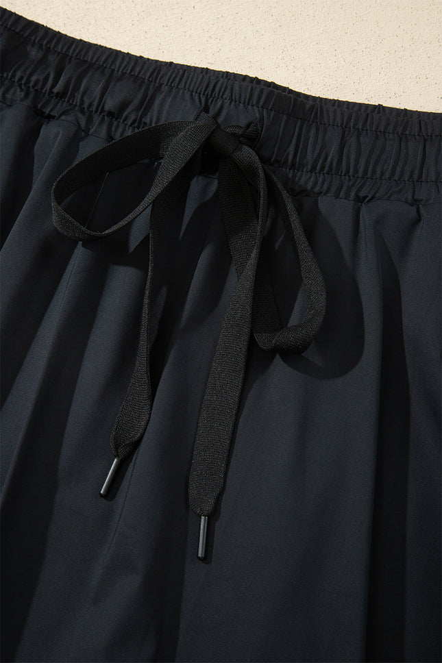 Black Drawstring Waist Above Knee Casual Shorts Wholesale