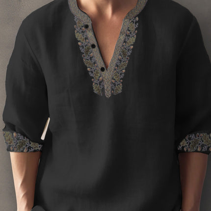 3D Digital Printing Bamboo Linen Long Sleeve European And American