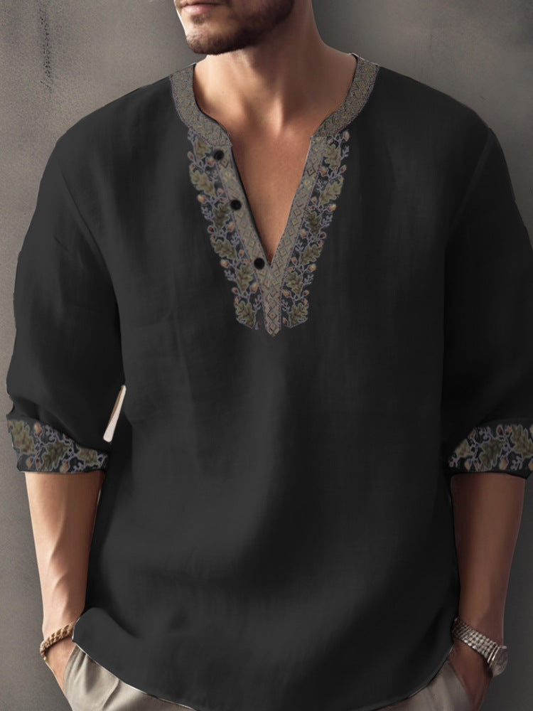 3D Digital Printing Bamboo Linen Long Sleeve European And American