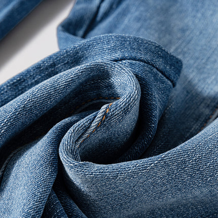 Sail Blue High Waist Button Fly Seamed Raw Hem Flare Jeans