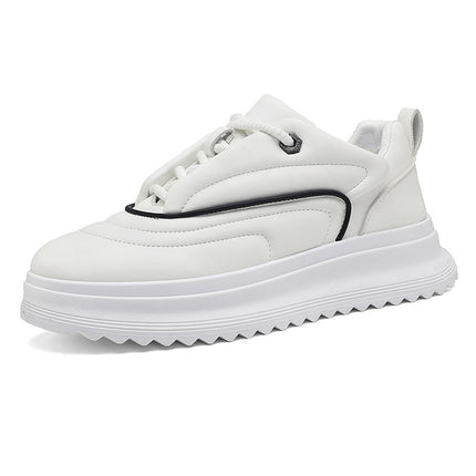 Versatile Student PU Leather Sports Height Increasing Leisure Thick Bottom Bread Shoes