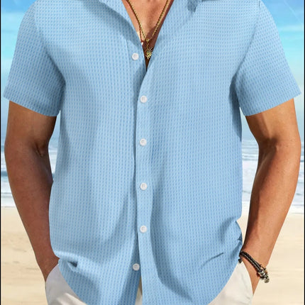 Plaid Colorblock Business Slim Fit Casual Shirt Short Sleeve Shirt
