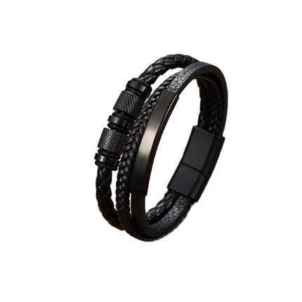 Handmade Three-layer Braided Leather Bracelet