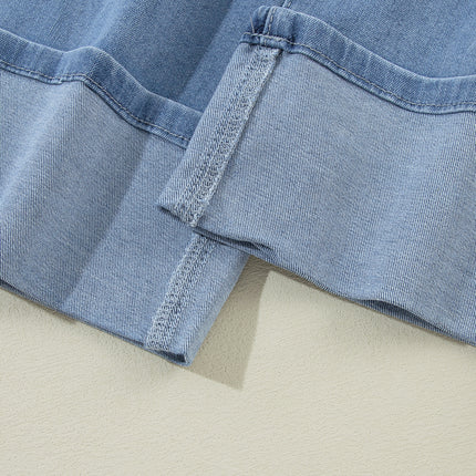 Dusk Blue High Rise Asymmetric Button Zip Fly Ripped Jeans