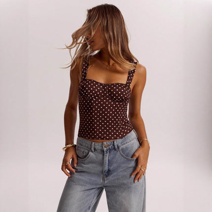 Polka-dot Printed Underwire Camisole For Parties And Dates