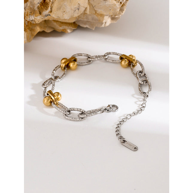 Stainless Steel Color-Block Bracelet For Women