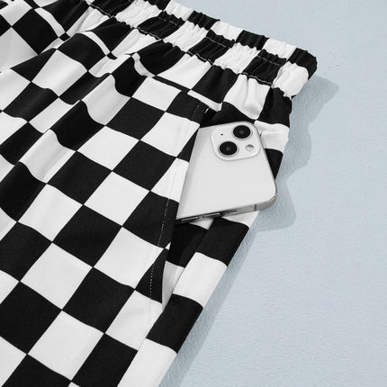 Black Plus Size Checkered Athleisure Shorts