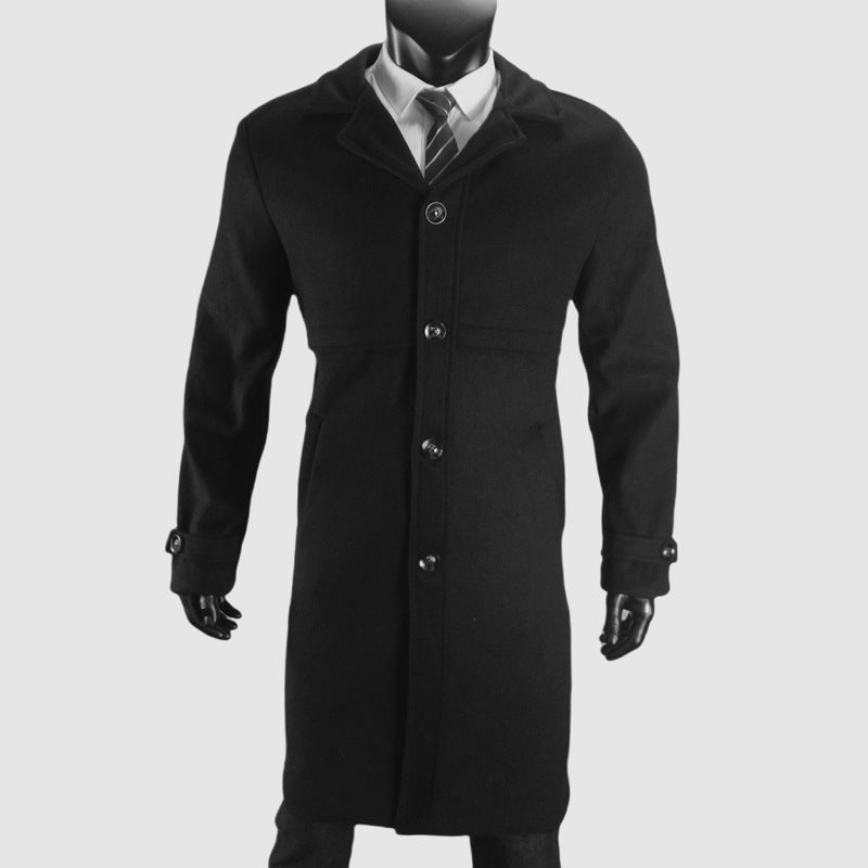 Woolen Men's Coat Plus Size Single Breasted Large Coat
