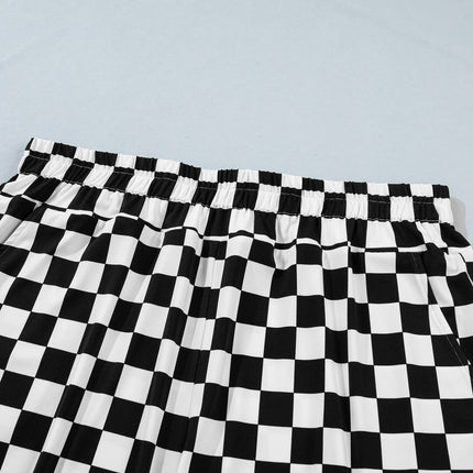 Black Plus Size Checkered Athleisure Shorts