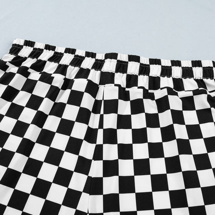 Black Plus Size Checkered Athleisure Shorts