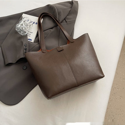 Large Capacity Casual Underarm Shoulder Bag Retro Textured Tote Bag