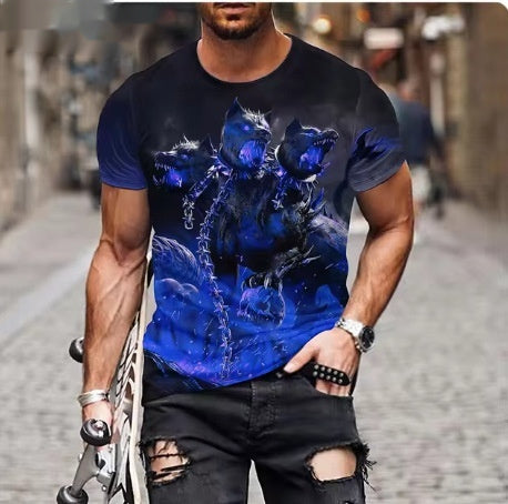 Fashion Personality Fierce Lion Printing 3d T-shirt Men