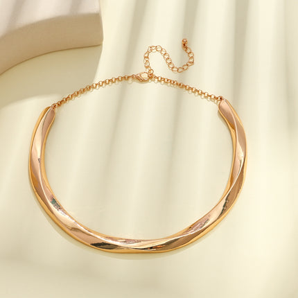 Women's Statement Necklace Geometric Wave Design Pearl Earrings And Bracelet