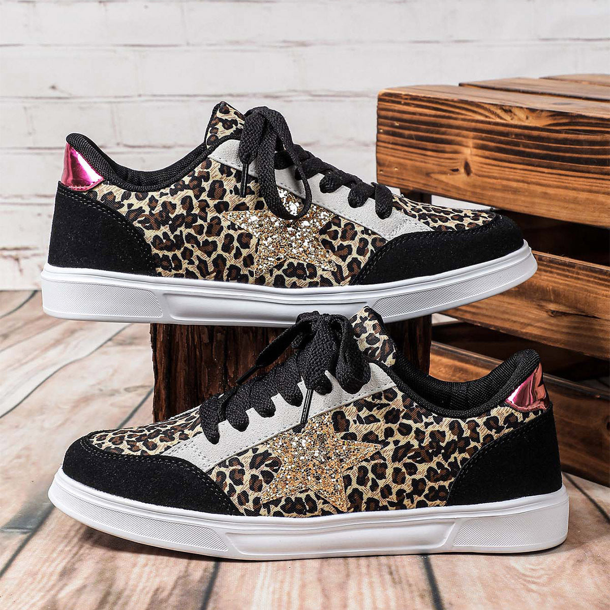 Women's Trendy Casual Sneaker Couple Leopard Print All-match Sequins