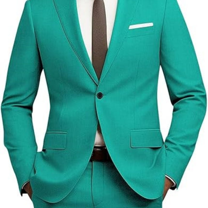 Men's Versatile Solid Color Business Jacket Long Pants Set