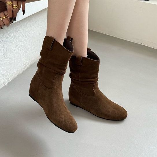 French Retro Autumn And Winter New Frosted High Sleeve Western Cowboy Boot Women