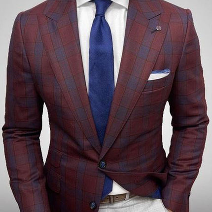 Light Business Men's Suit Printed Checks Coat