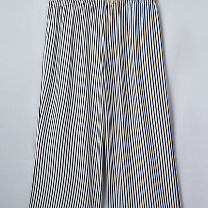 Black Stripe Plus Size Loose Straight Casual Pants