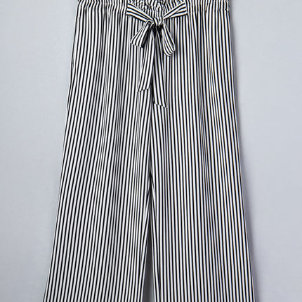 Black Stripe Plus Size Loose Straight Casual Pants