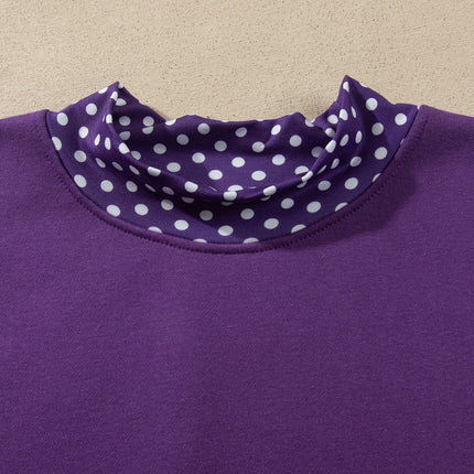 Orange Polka Dot Patchwork Round Neck Plus Size Sweatshirt