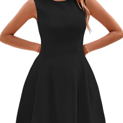 Sleeveless Solid Color Casual Dress Women