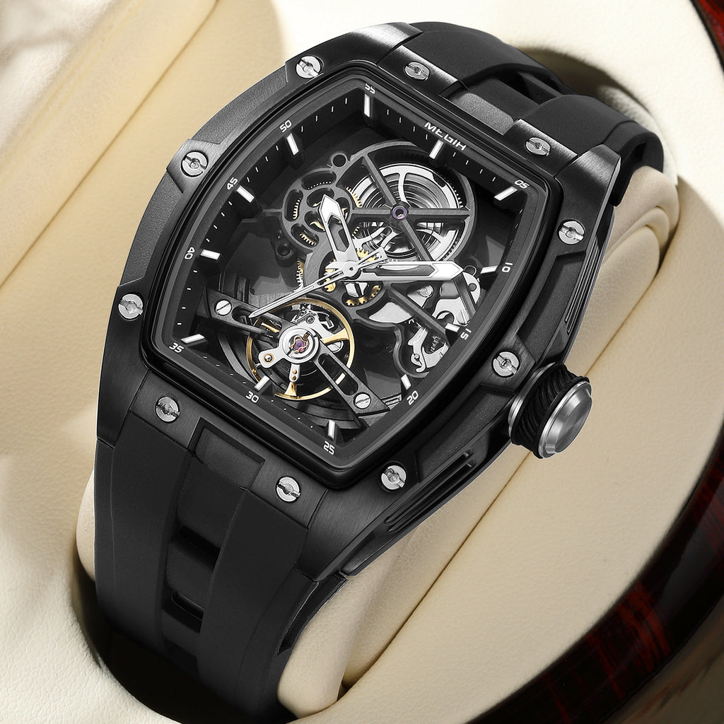 Men's Stainless Steel Shell Automatic Hollow Mechanical Watch