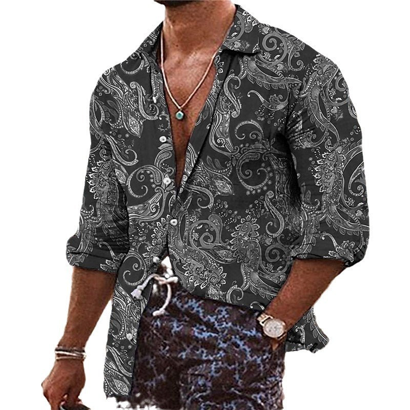 Men's Shirt Bohemian Shirt Flower 3D Pattern Printing
