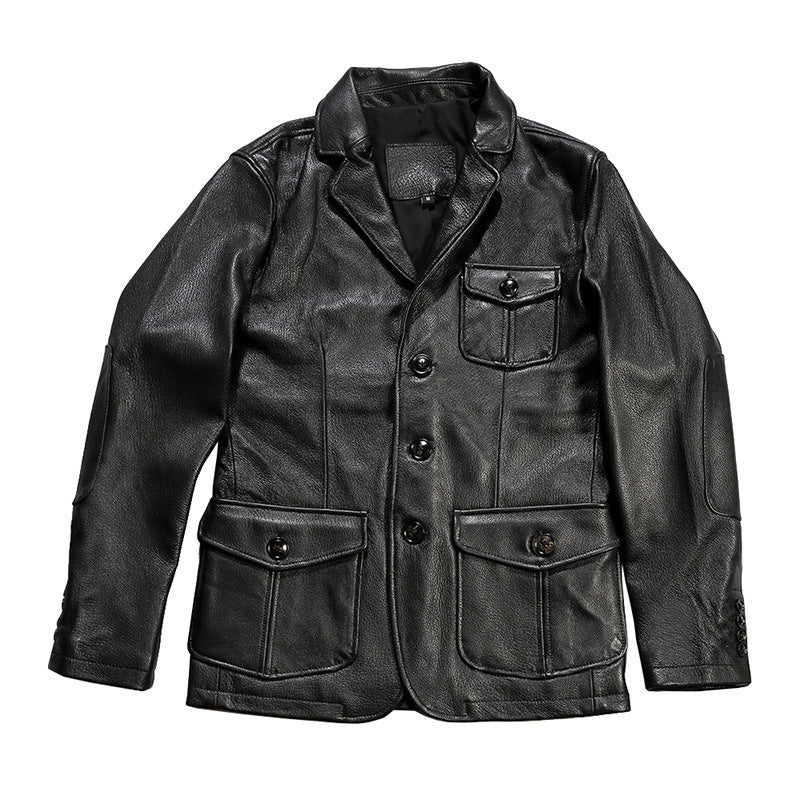 Fashion Single-breasted Casual Leather Suit Jacket