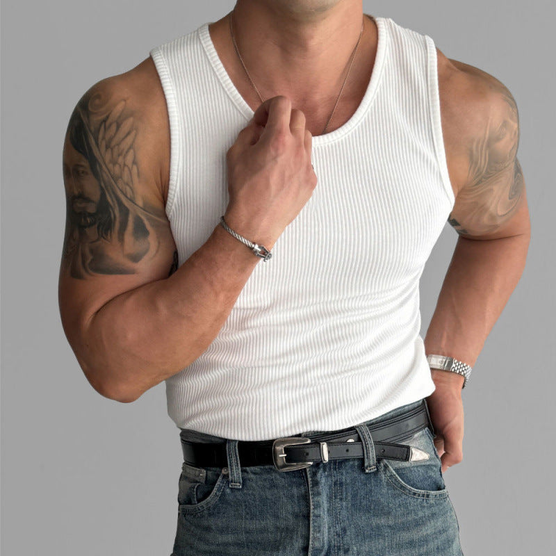 Coarse Thread Elastic And Sweat-absorbing Vest Fitness