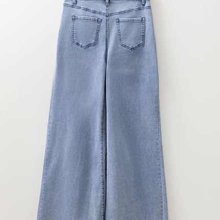 Beau Blue High Waist Button Zip Fly Bell Bottom Jeans