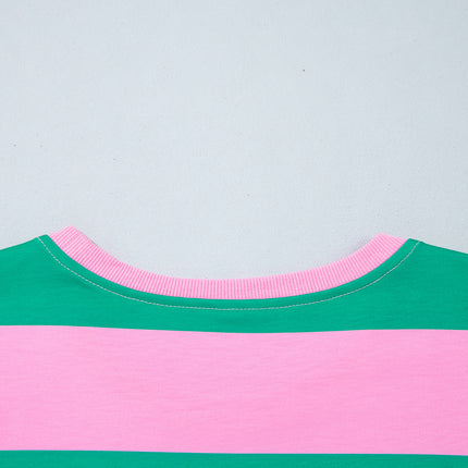 Green Stripe Festive Holly Jolly Printed Casual Plus Size Sweatshirt