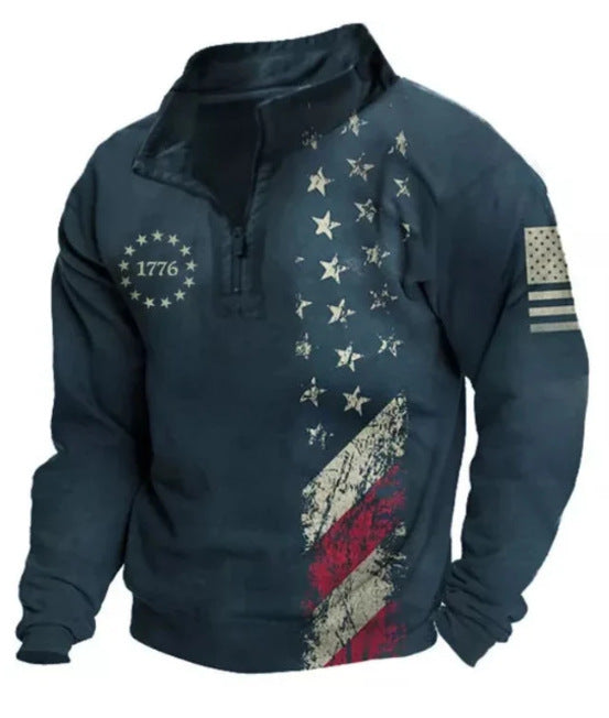 Men's Retro Color Printing Fashion Sports Golf Top Casual T-shirt