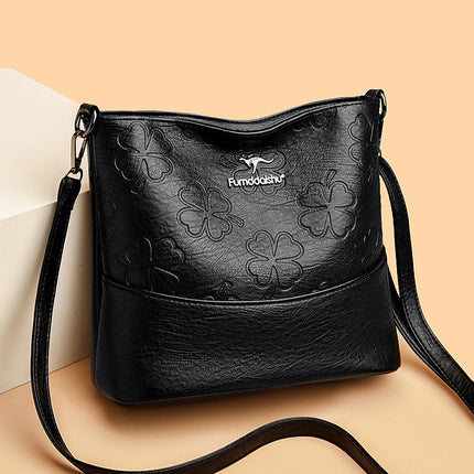 Soft Leather Bucket Bag Women's New Fashion Leather Embossed Large Capacity