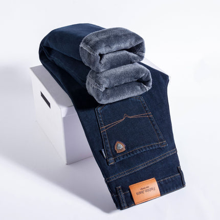 Fleece-lined Men's Loose Straight Plus Size Jeans