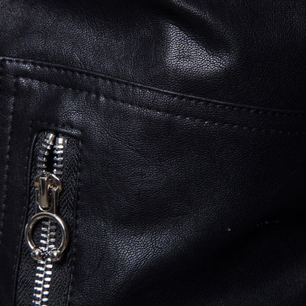 Men's Motorcycle Multi Zip Leather Coat