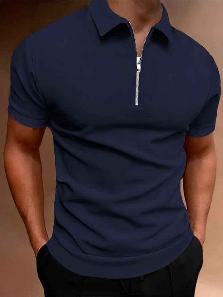 Men's Polo Shirt Solid Color Polo Collar T-shirt Casual Fit Top Men's Clothing