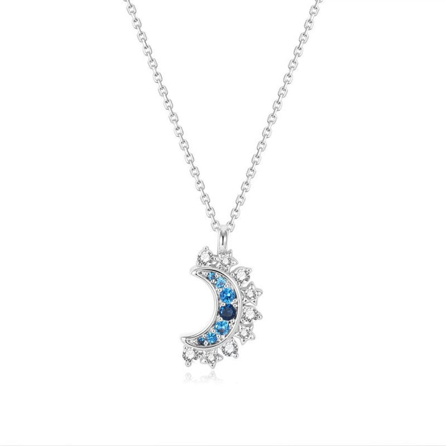 Sun Moon Necklace Open Ring Set