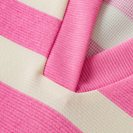 Pink Stripe V Neck Collared Cap Sleeve Top
