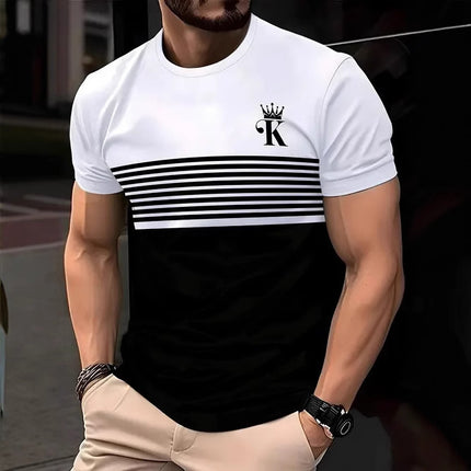 New Fashion Casual High Quality Contrast Color Men's Short Sleeve T-shirt
