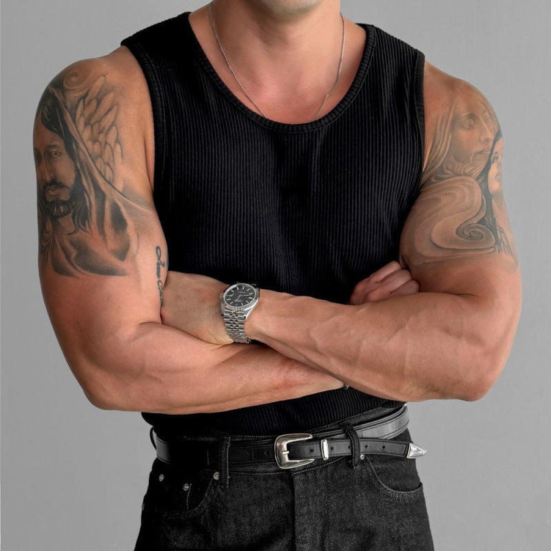 Coarse Thread Elastic And Sweat-absorbing Vest Fitness