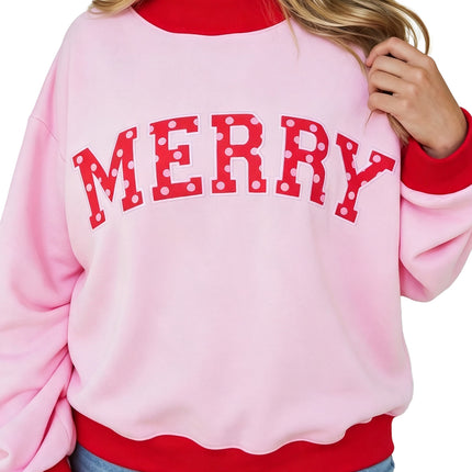 Grapefruit Orange Contrast Polka Dot Slogan Graphic Color Block Mock Neck Plus Sweatshirt