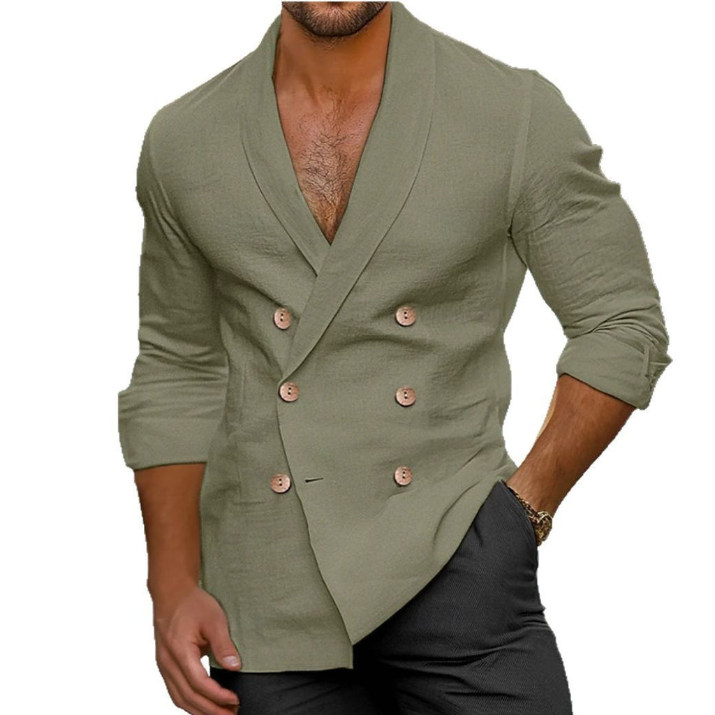 Plus Size Fashion Polo Collar Shirt Long Sleeve Cardigan Jacket Men