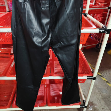 Solid Color PU Elastic Leisure Men Leather Pants