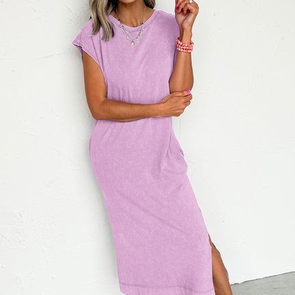 Wisteria Mineral Wash Pocketed T-shirt Long Dress