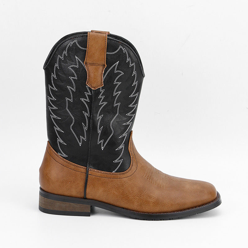 Western Denim Square Toe Motorcycle Men's Boots