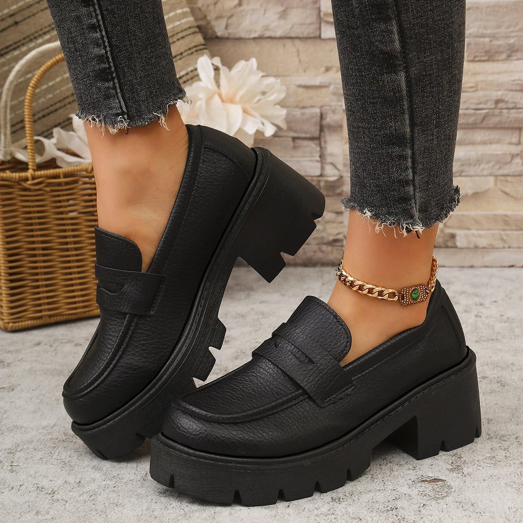 All-Match Platform Leather Shoes One Pedal Shoes