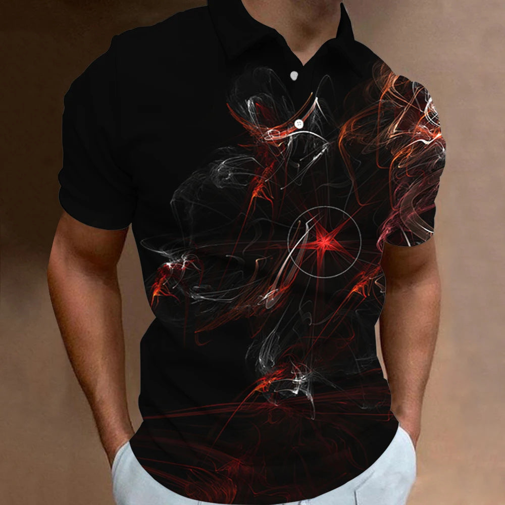 Men's Casual Loose Short Sleeves Plus Size Printed Aurora