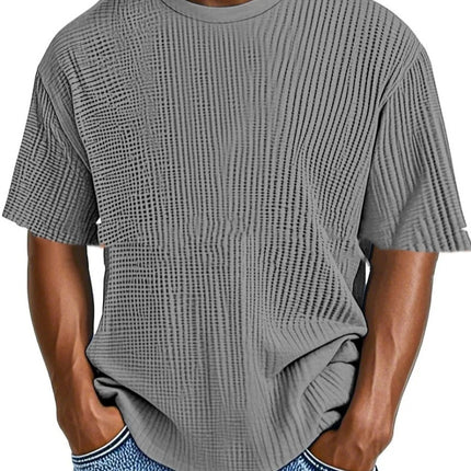 Casual Pure Color Comfort Waffle Short Sleeve